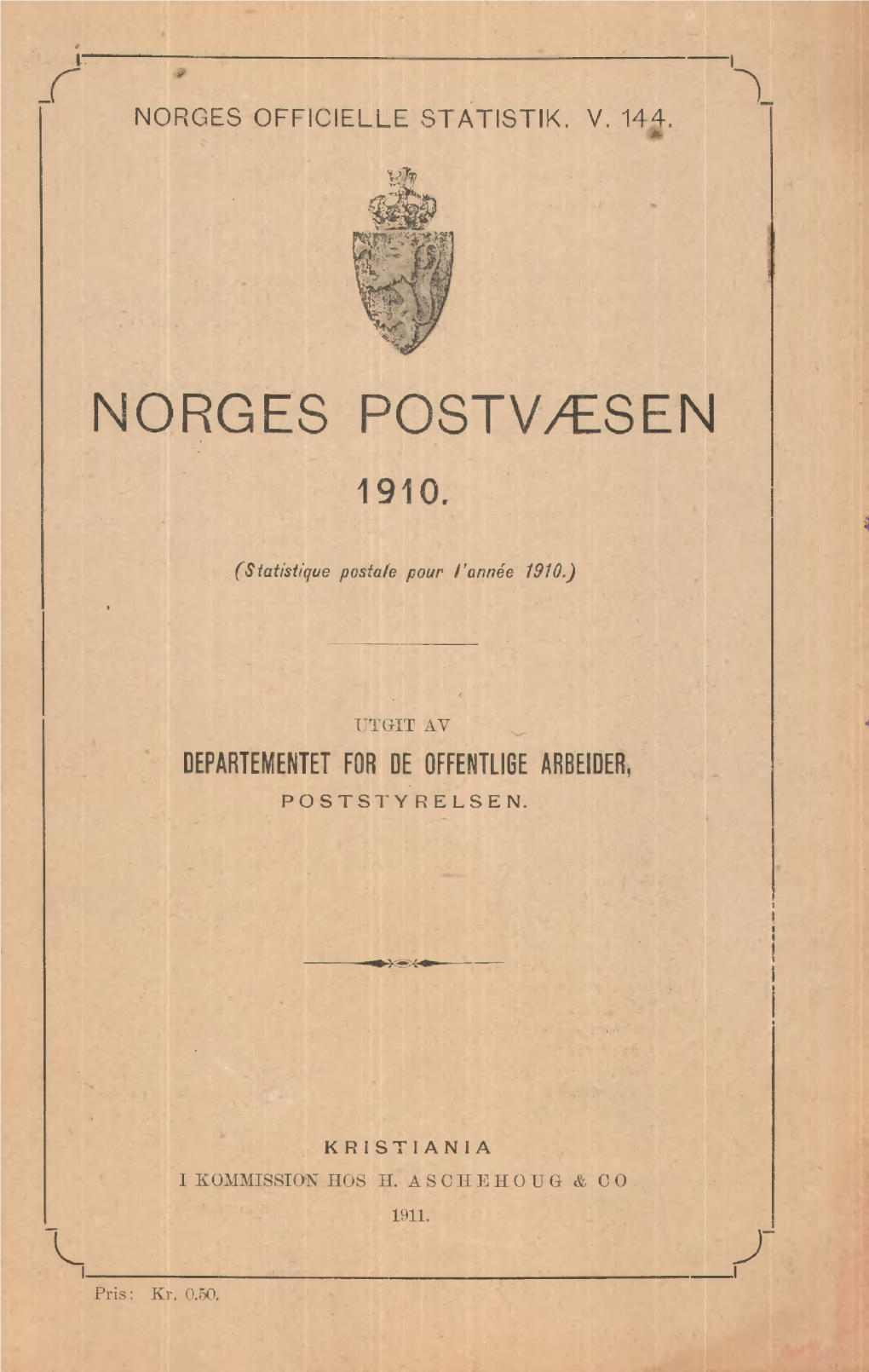 Norges Postvæsen, 1910