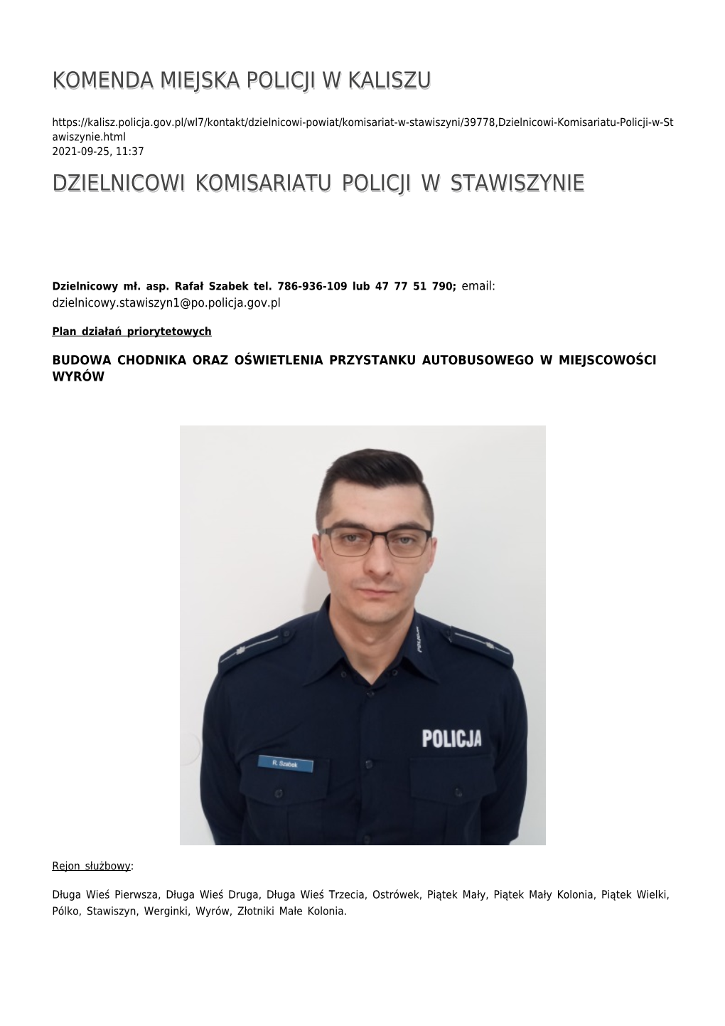 Dzielnicowi Komisariatu Policji W Stawiszynie