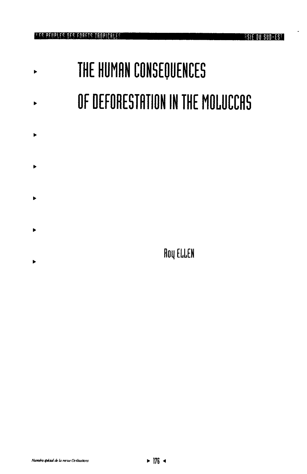 The Human Consequences of Deforestation in the Moluccas