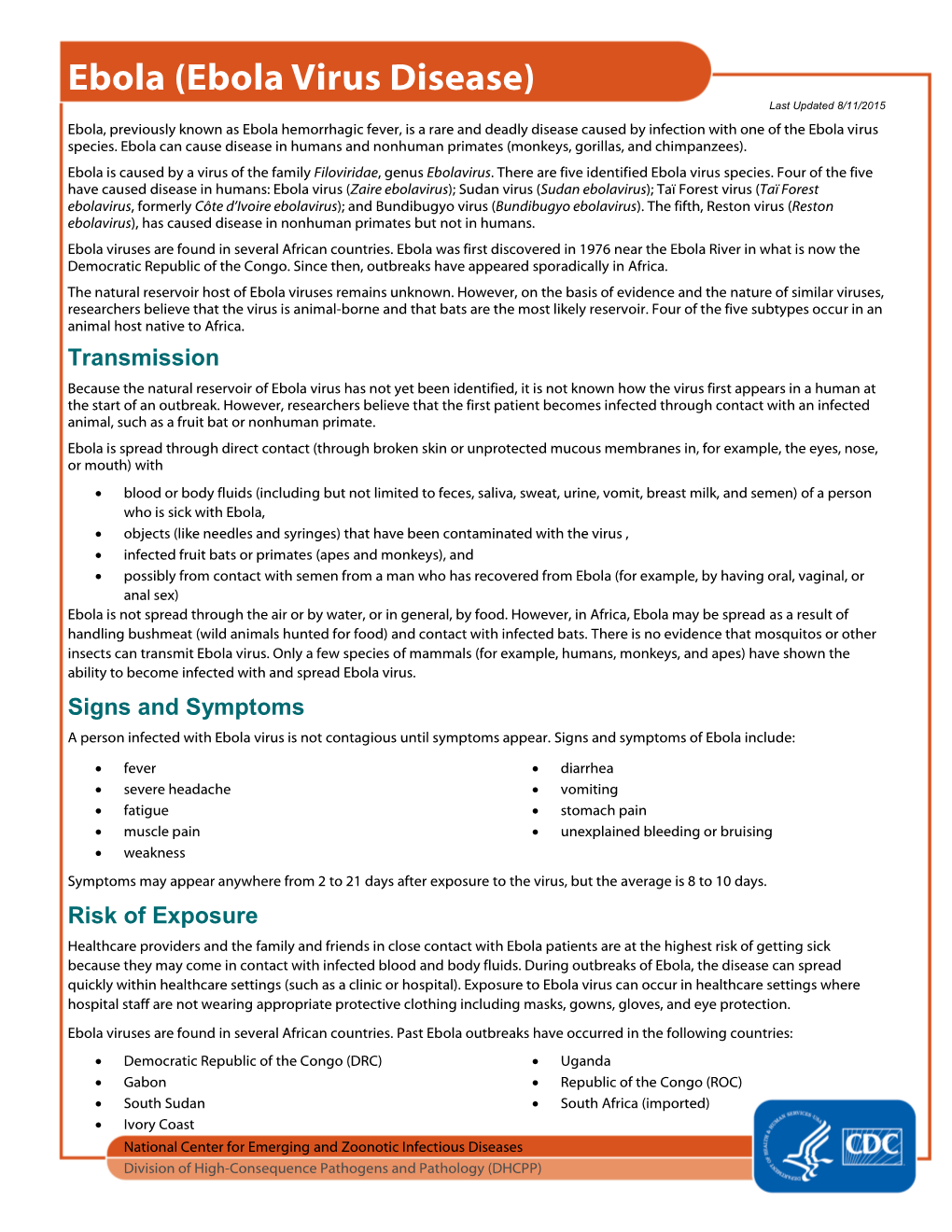 Ebola Fact Sheet