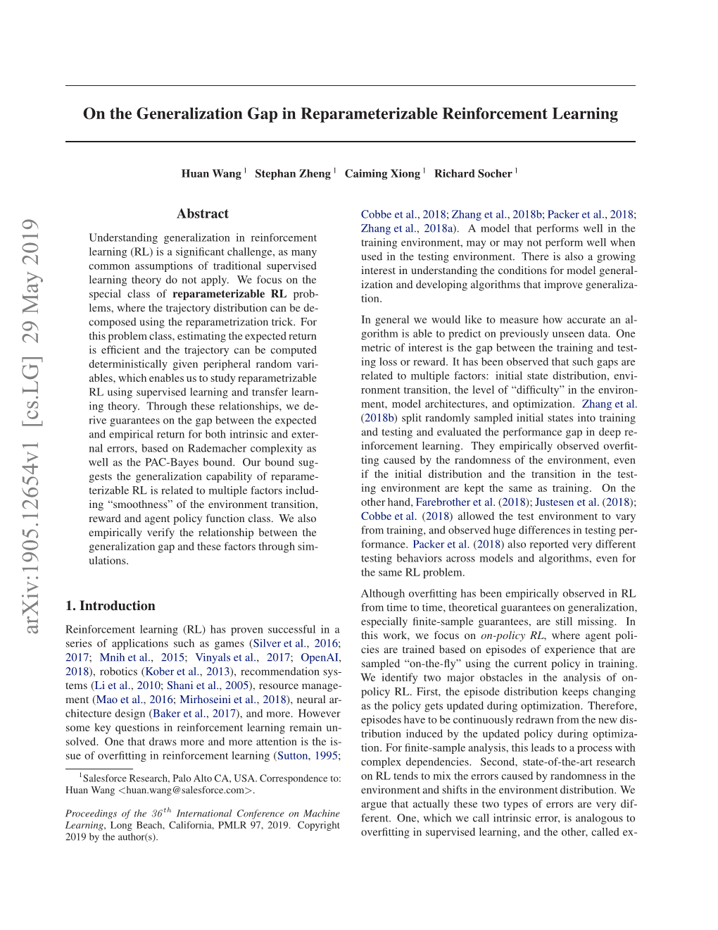 On the Generalization Gap in Reparameterizable Reinforcement