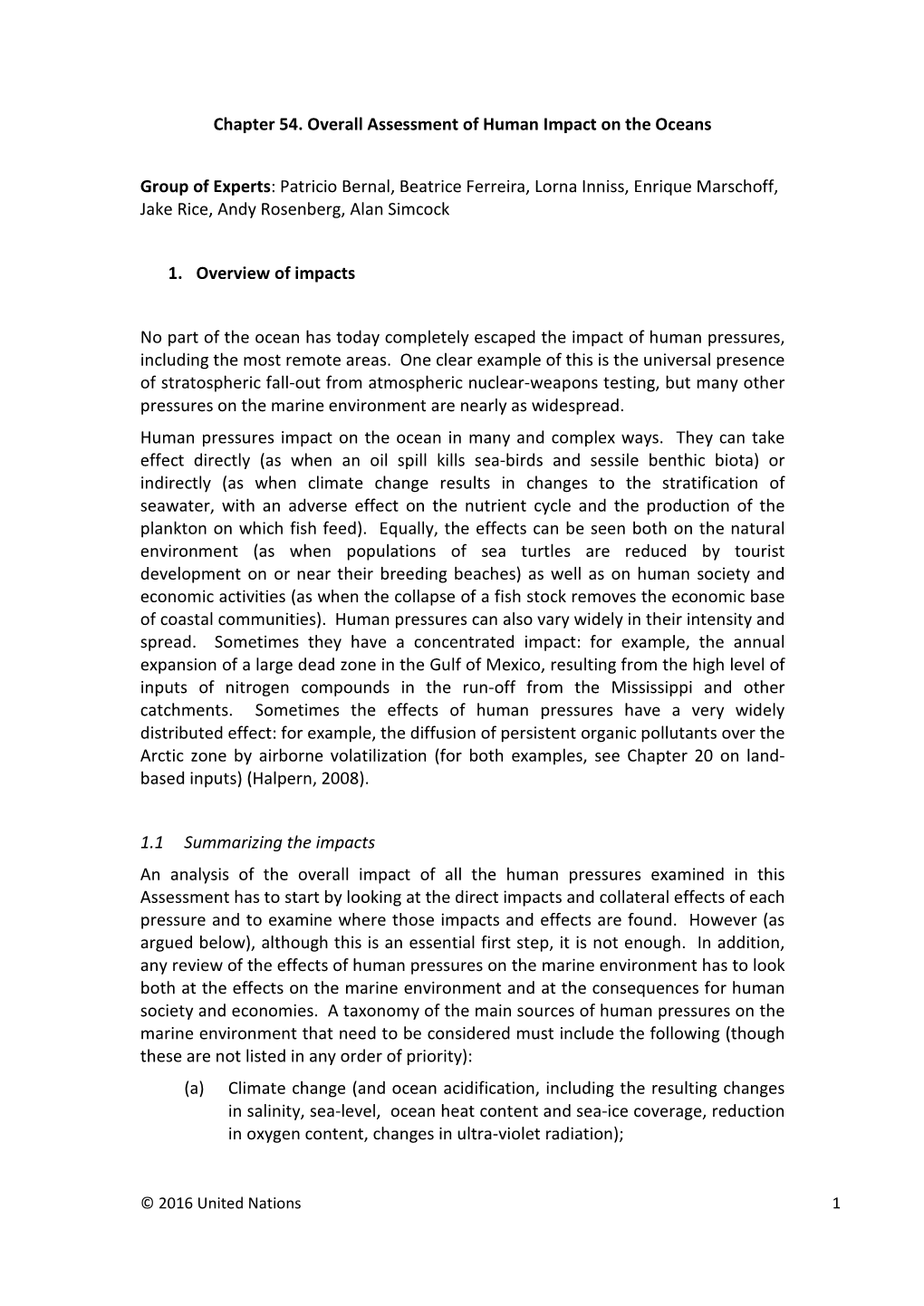 Chapter 54 Overall Assessment of Human Impact