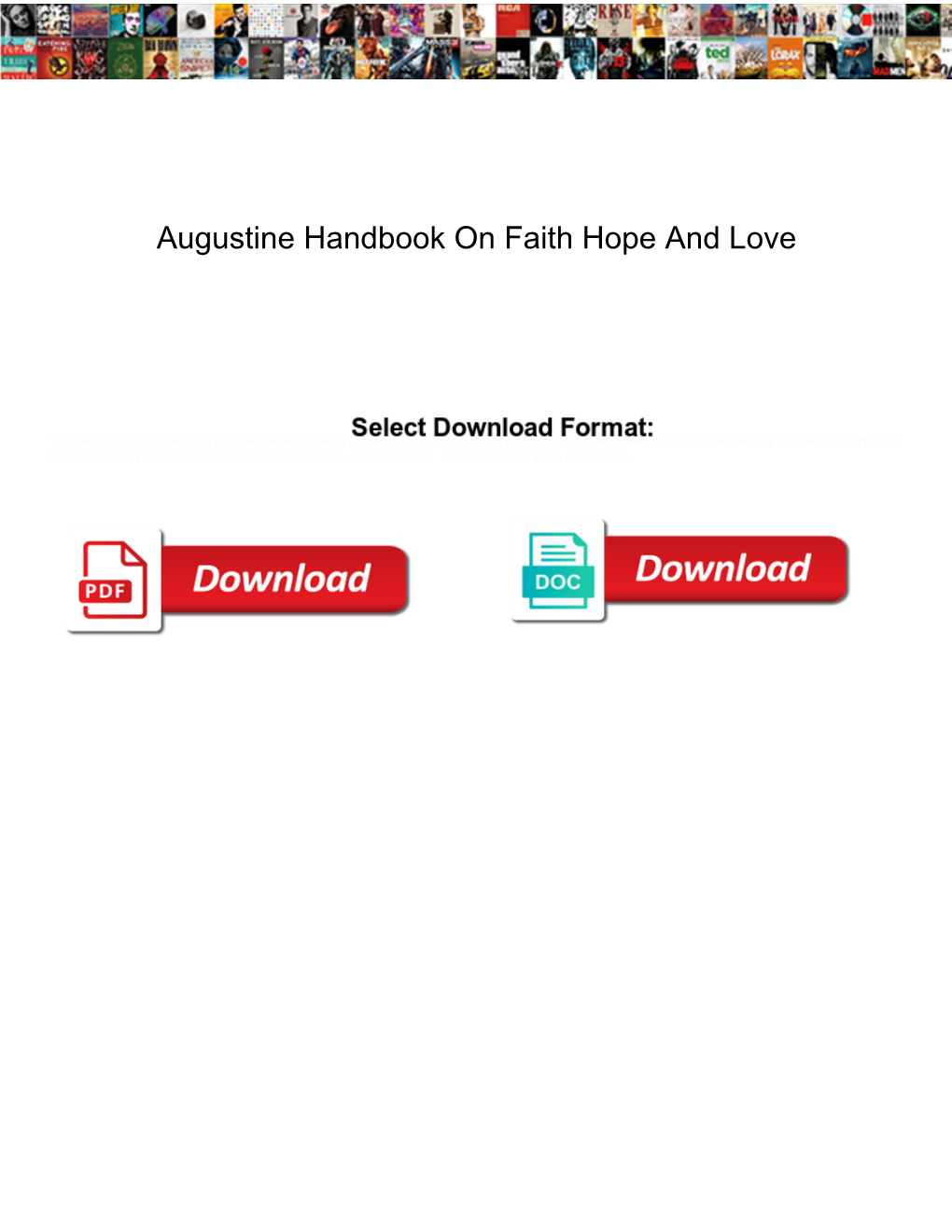 Augustine Handbook on Faith Hope and Love