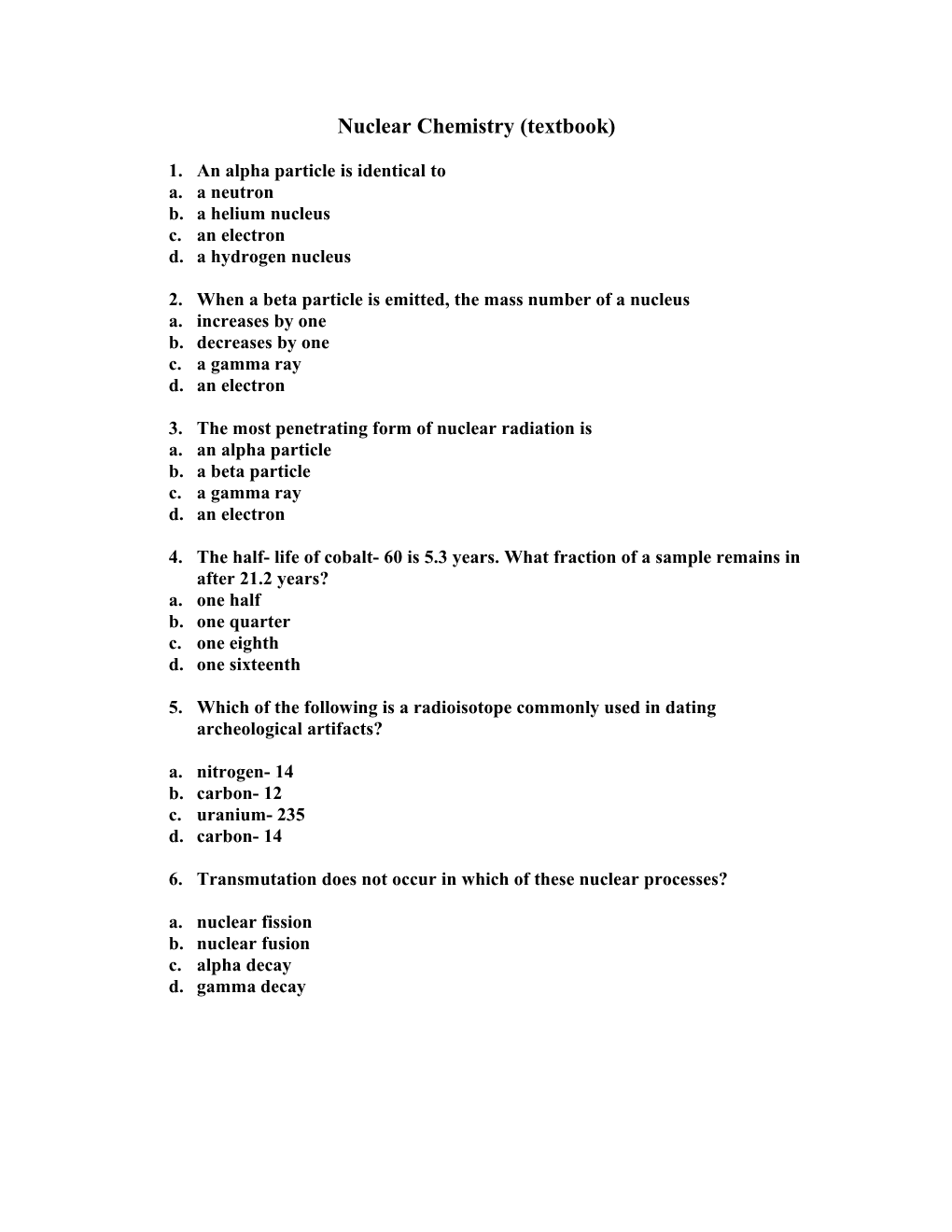 Nuclear Chemistry (Textbook)