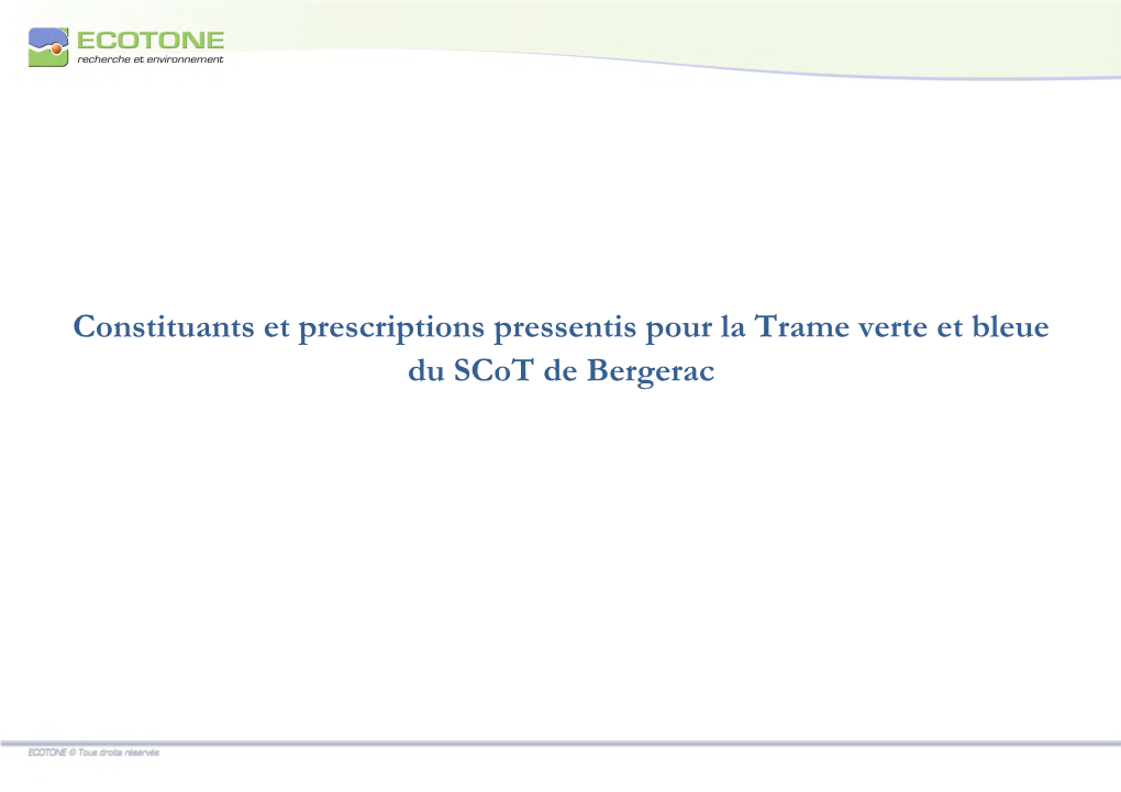 Constituants Et Prescriptions Pressentis Pour La Trame Verte Et Bleue Du Scot De Bergerac