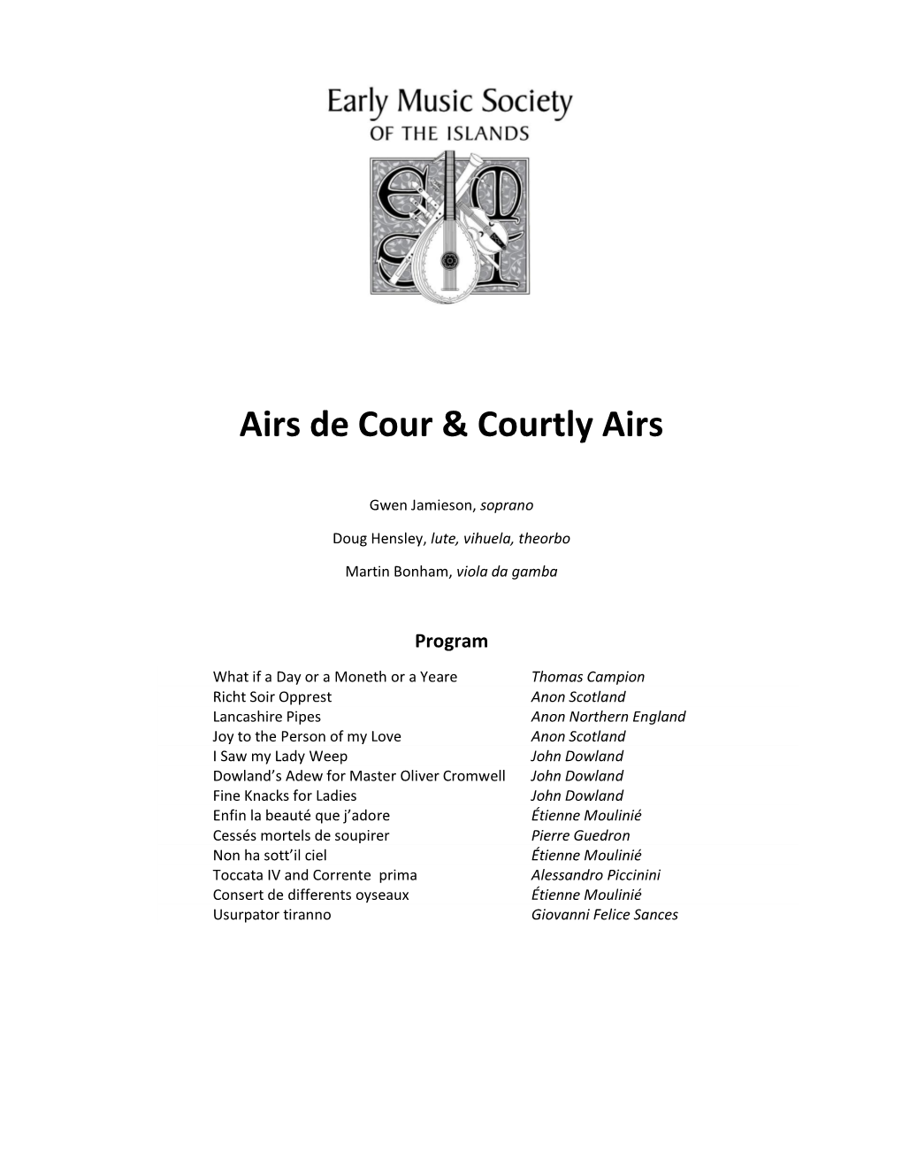 Airs De Cour & Courtly Airs