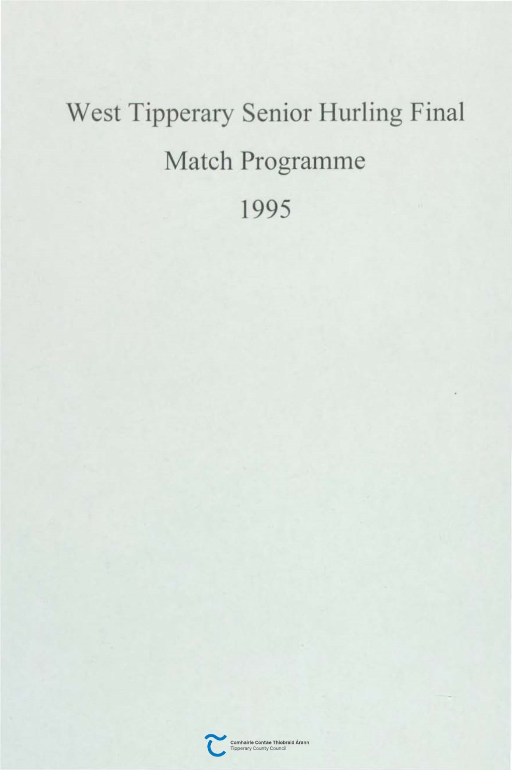 West Tipperary Senior Hurling Final Match Programme 1995