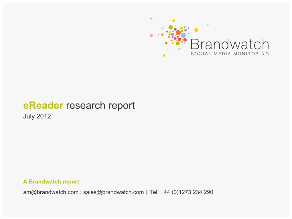 Ereader Research Report July 2012