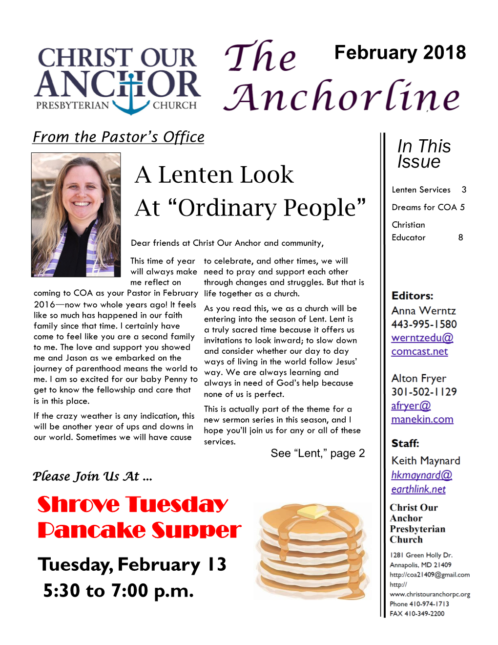 Shrove Tuesday Pancake Supper a Lenten Look At