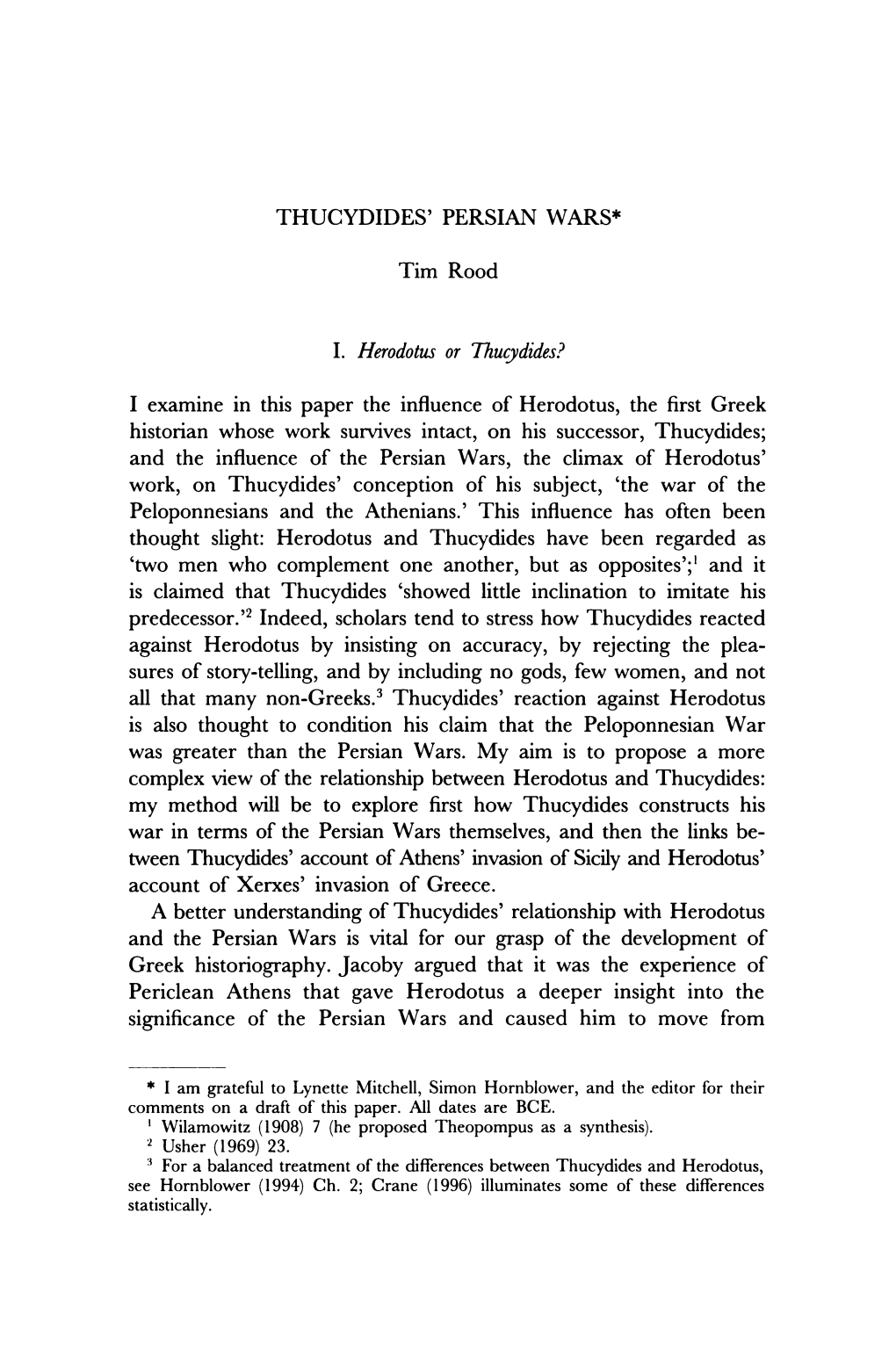 I. Herodotus Or Thucydides?