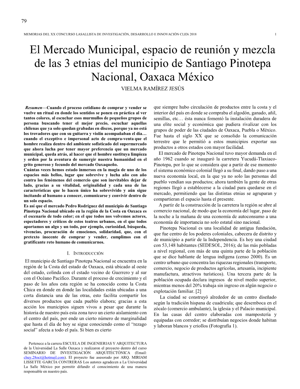 El Mercado Municipal, Espacio De Reunión Y Mezcla De Las 3 Etnias Del Municipio De Santiago Pinotepa Nacional, Oaxaca México VIELMA RAMÍREZ JESÚS