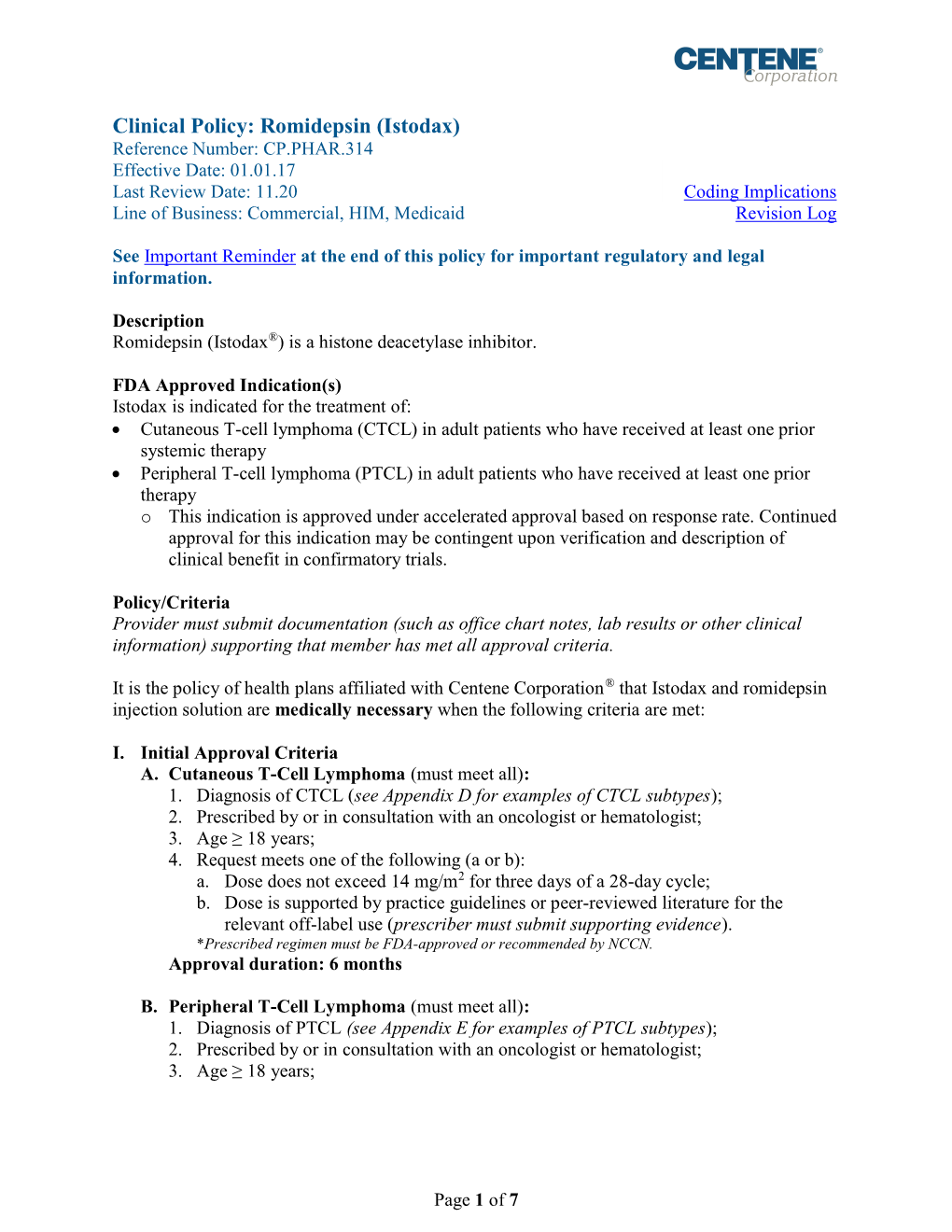 Romidepsin (Istodax)