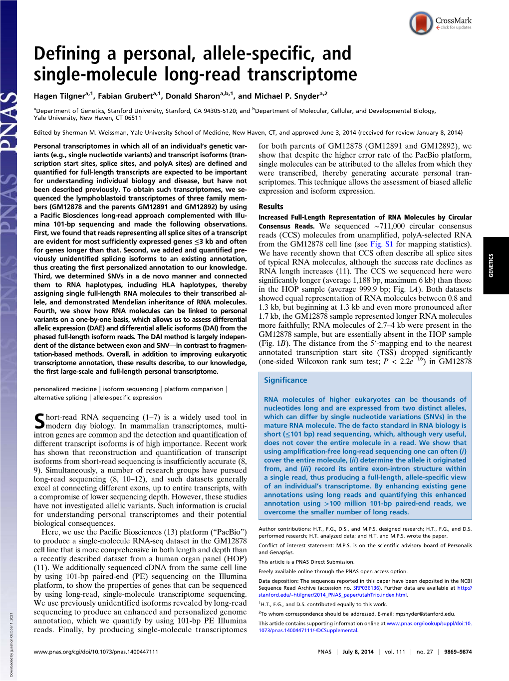 Defining a Personal, Allele-Specific, and Single-Molecule Long-Read Transcriptome