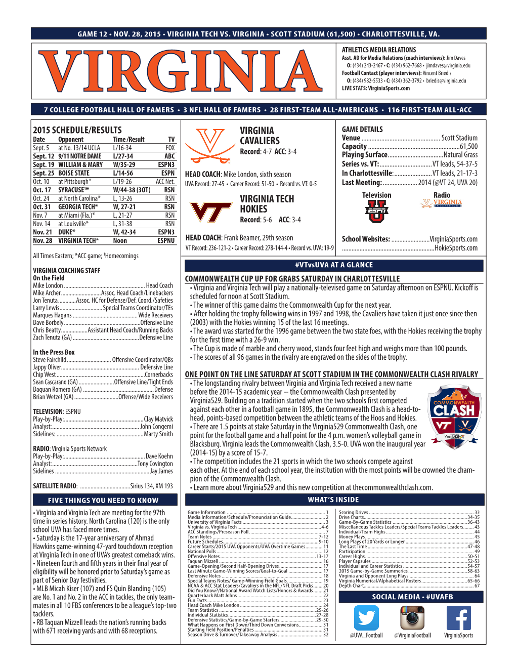 Virginia Cavaliers Virginia Tech Hokies