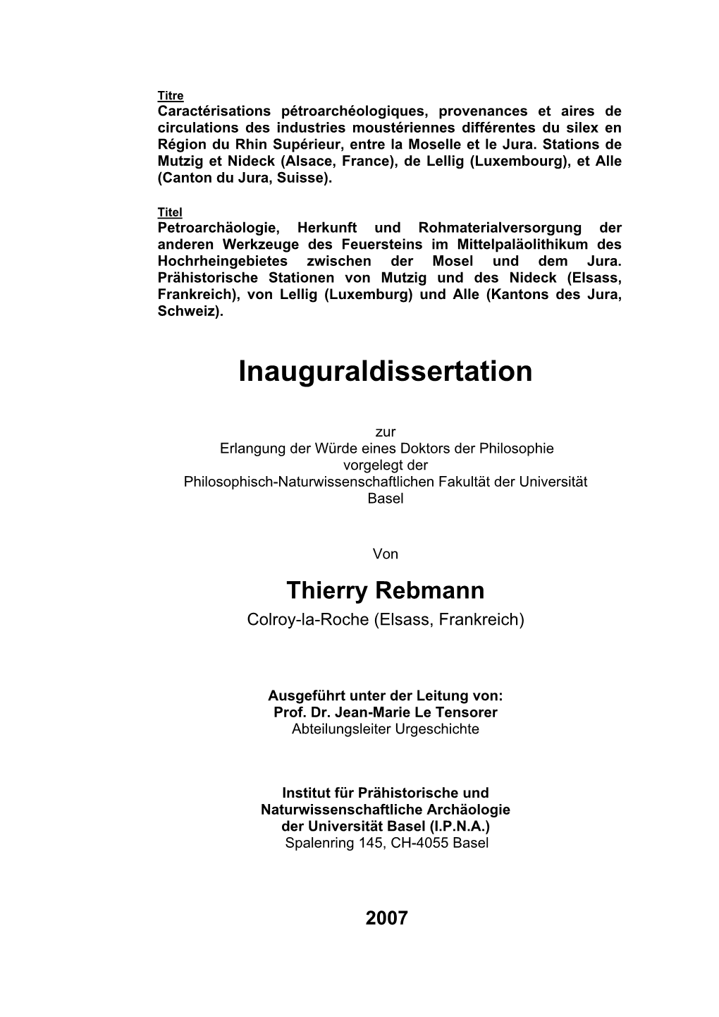 Inauguraldissertation