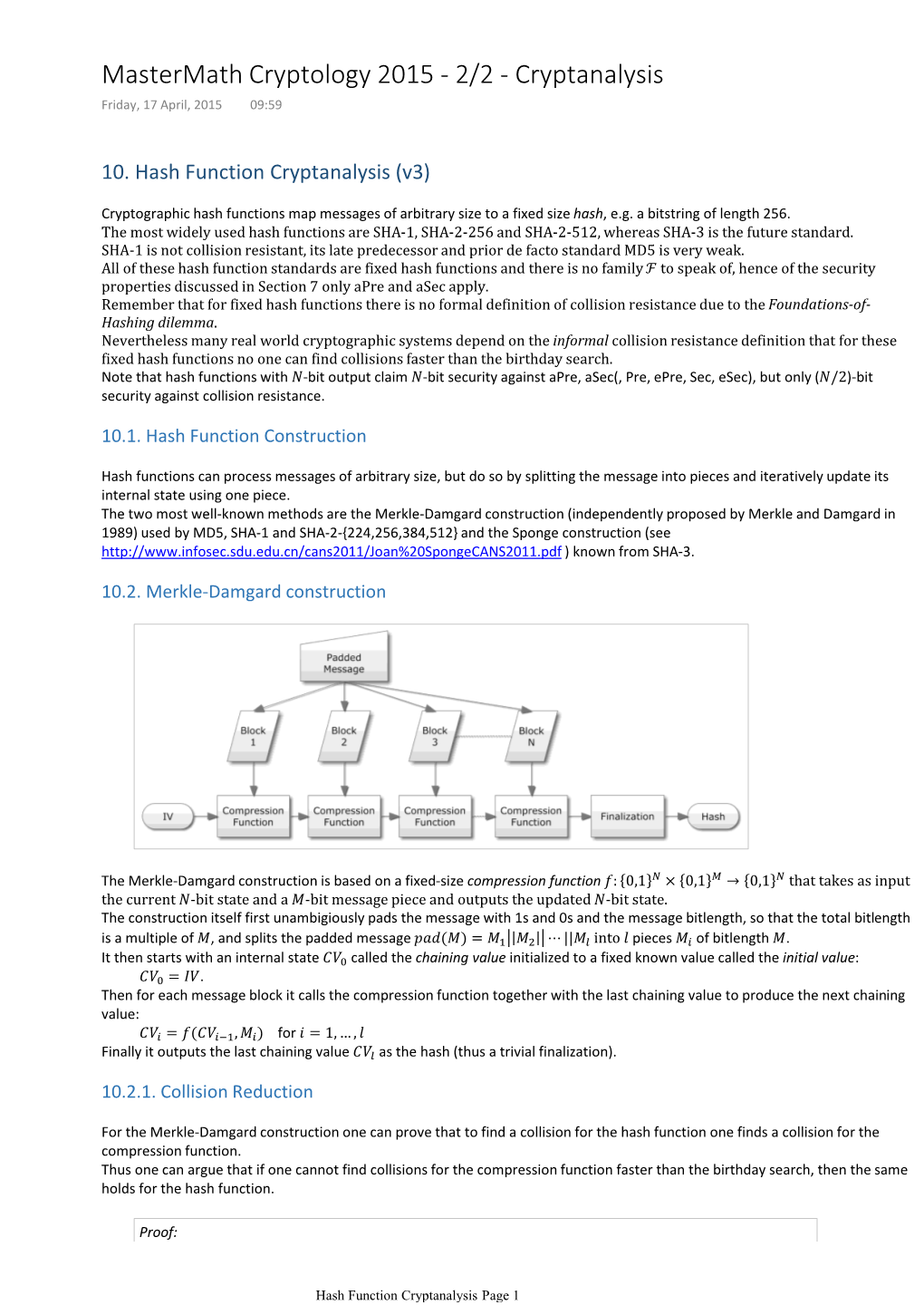 Mastermath Cryptology 2015 - 2/2 - Cryptanalysis Friday, 17 April, 2015 09:59