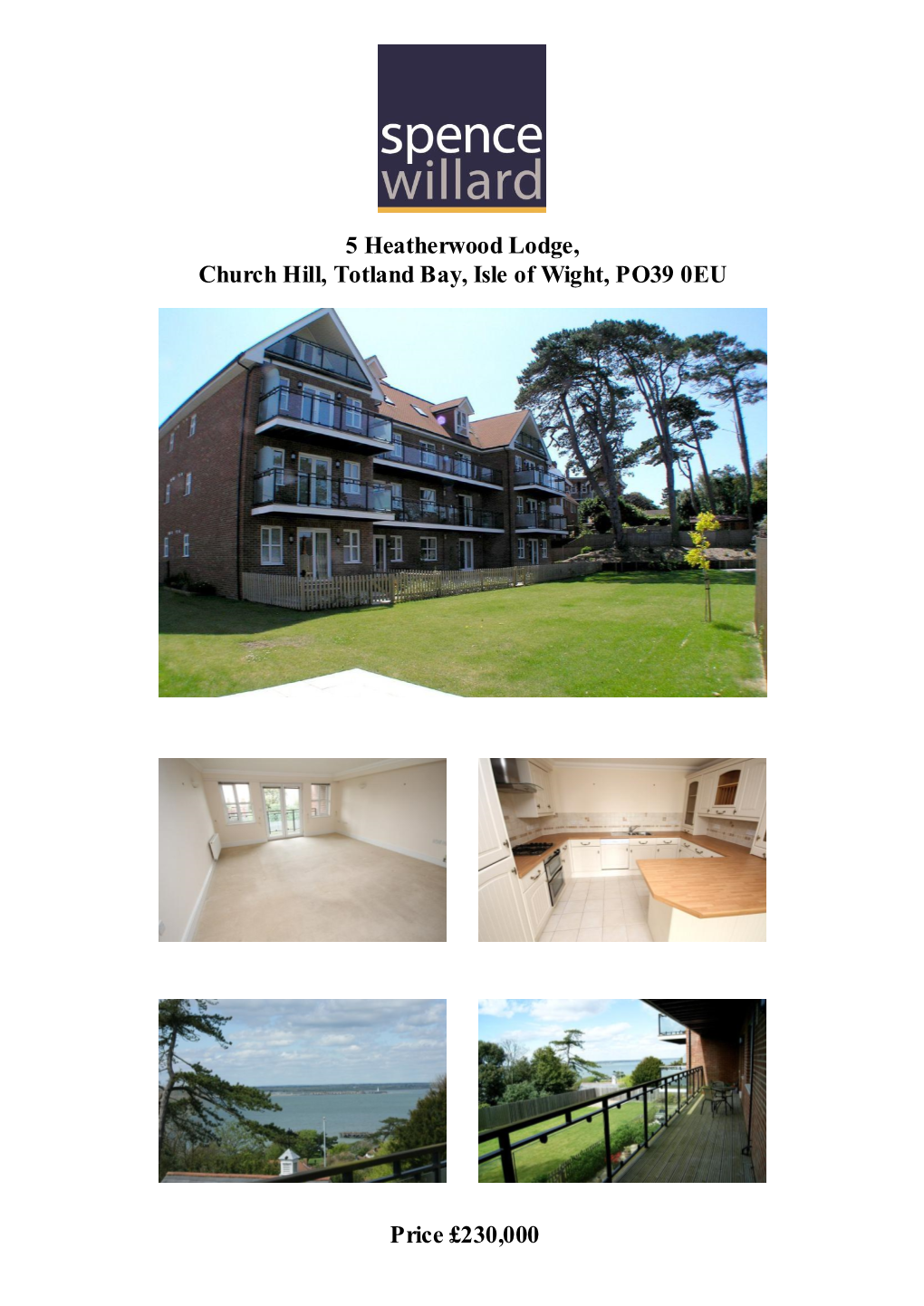 Price £230,000 5 Heatherwood Lodge, Church Hill, Totland Bay, Isle Of