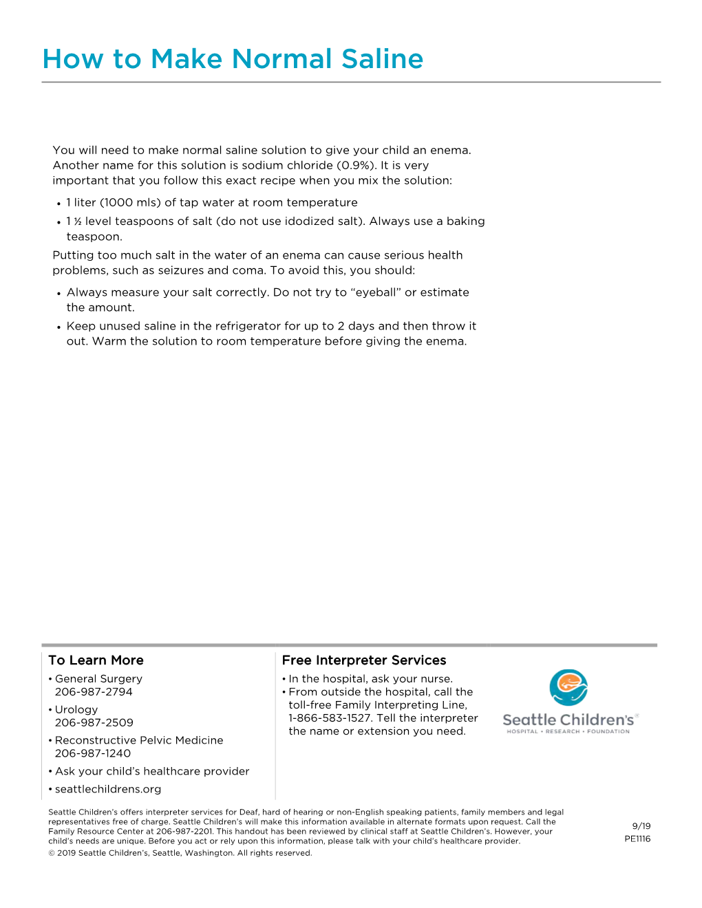 PE1116 How to Make Normal Saline