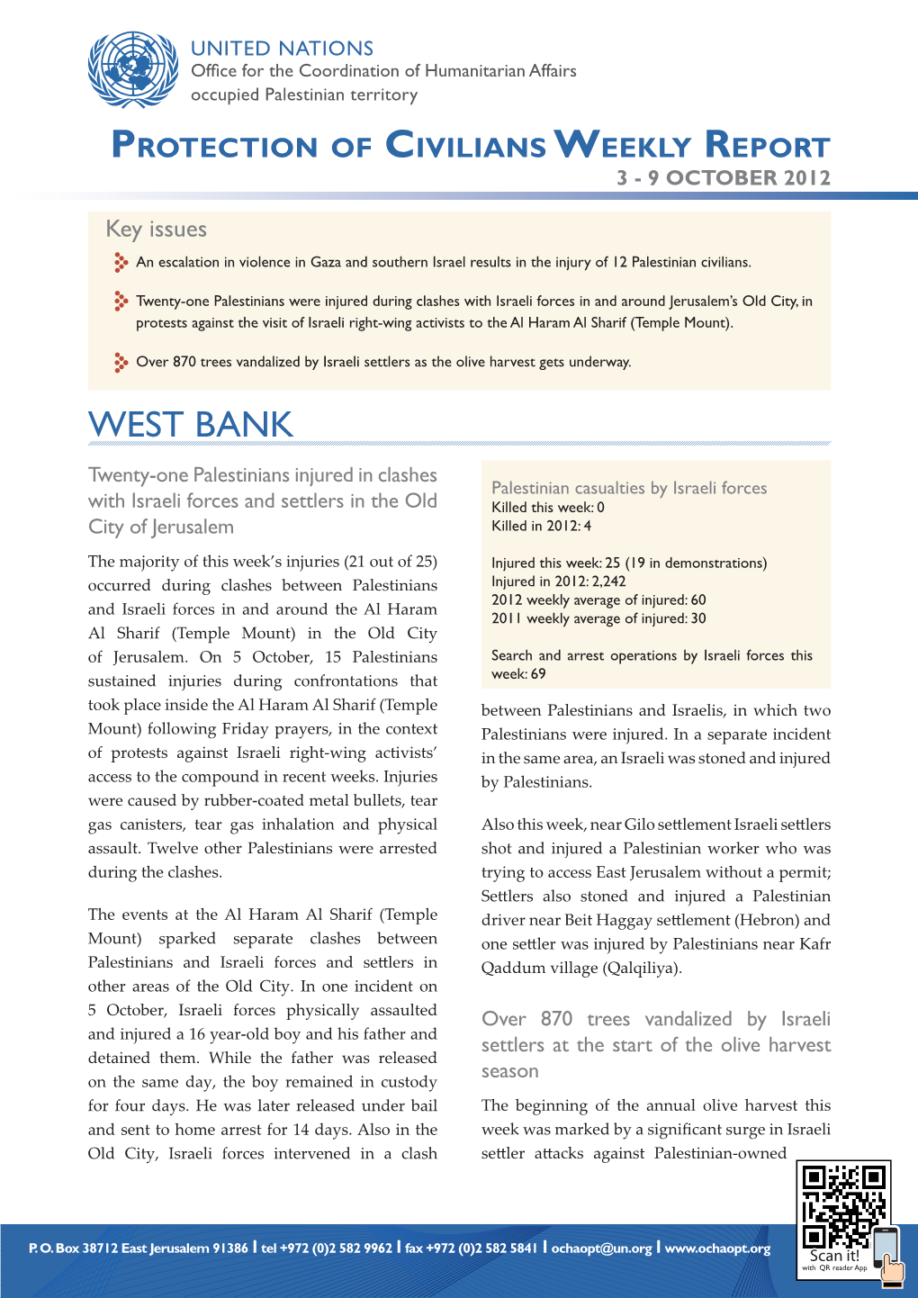 Protection of Civilians Weekly Report 3 - 9 OCTOBER 2012
