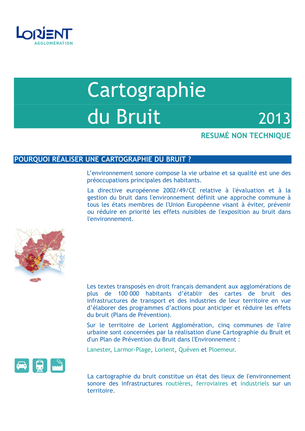 Cartographie Du Bruit 2013 RESUMÉ NON TECHNIQUE