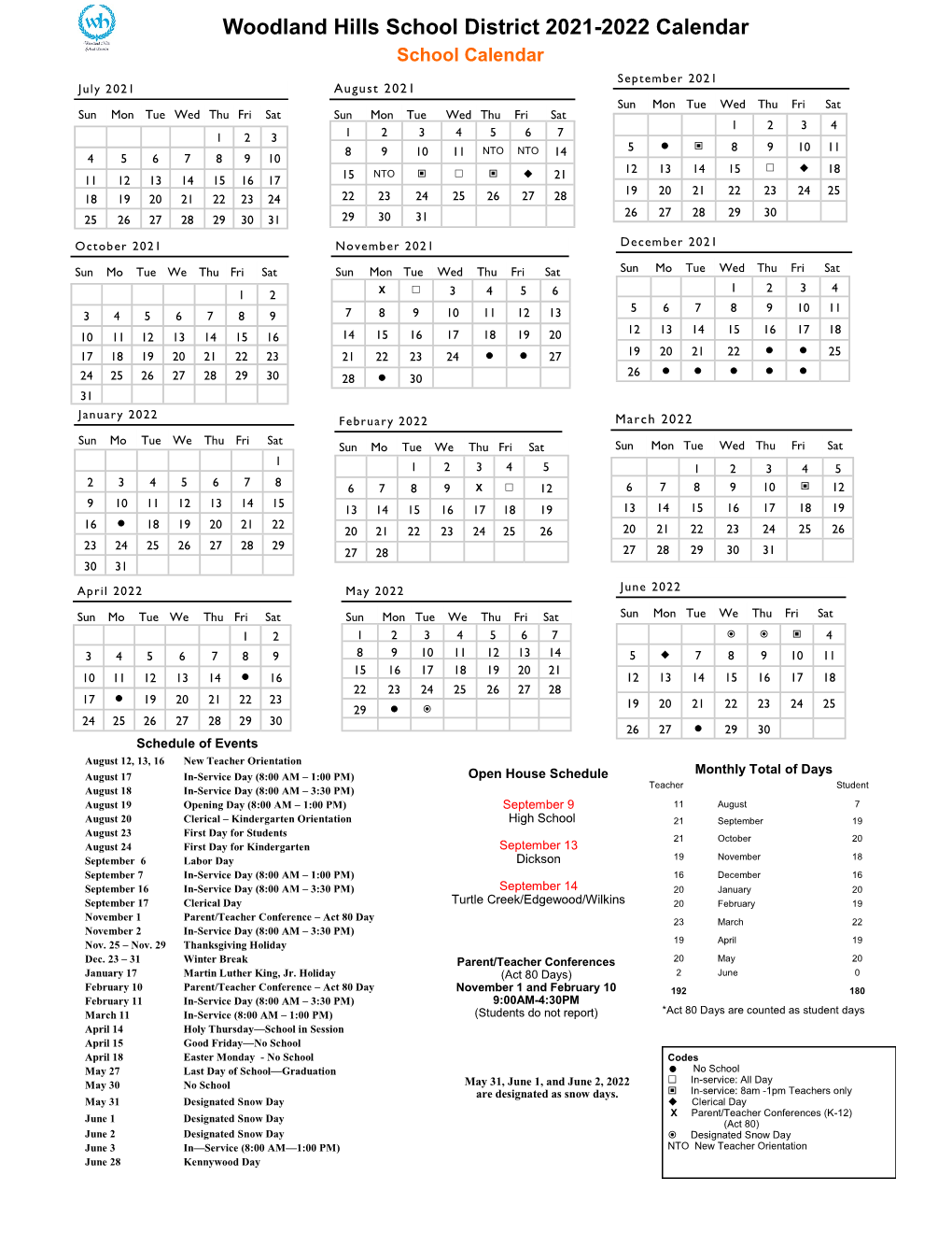 2021-22 Approved School Calendar