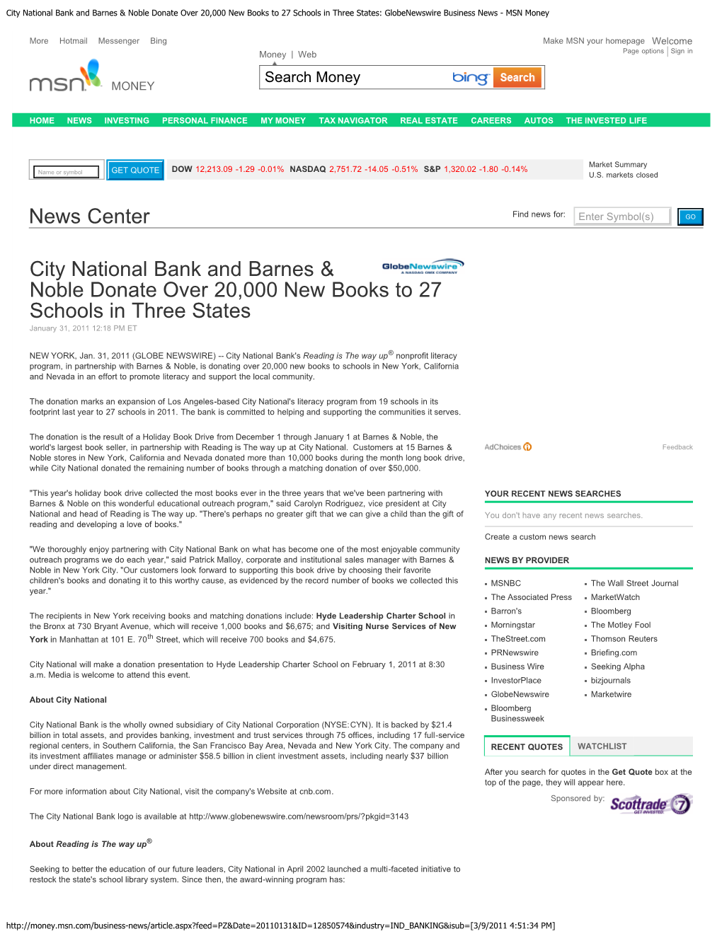 City National Bank and Barnes & Noble Donate Over 20,000 New