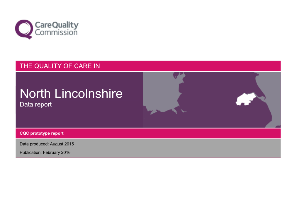 The Quality of Care in North Lincolnshire – Data Report