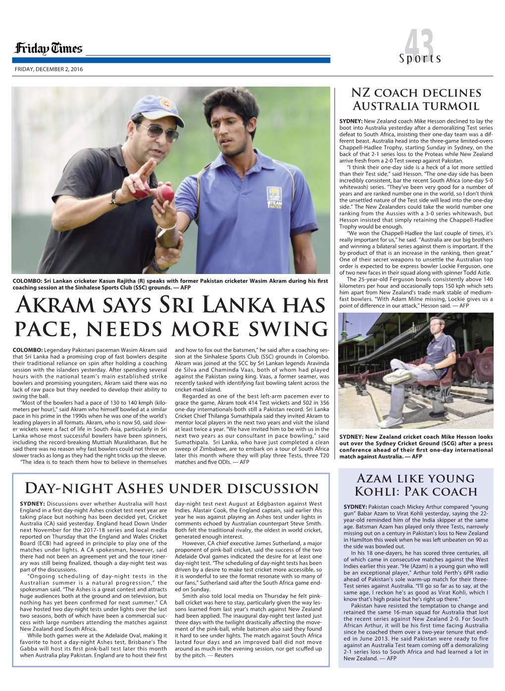 Akram Says Sri Lanka Has Pace, Needs More Swing