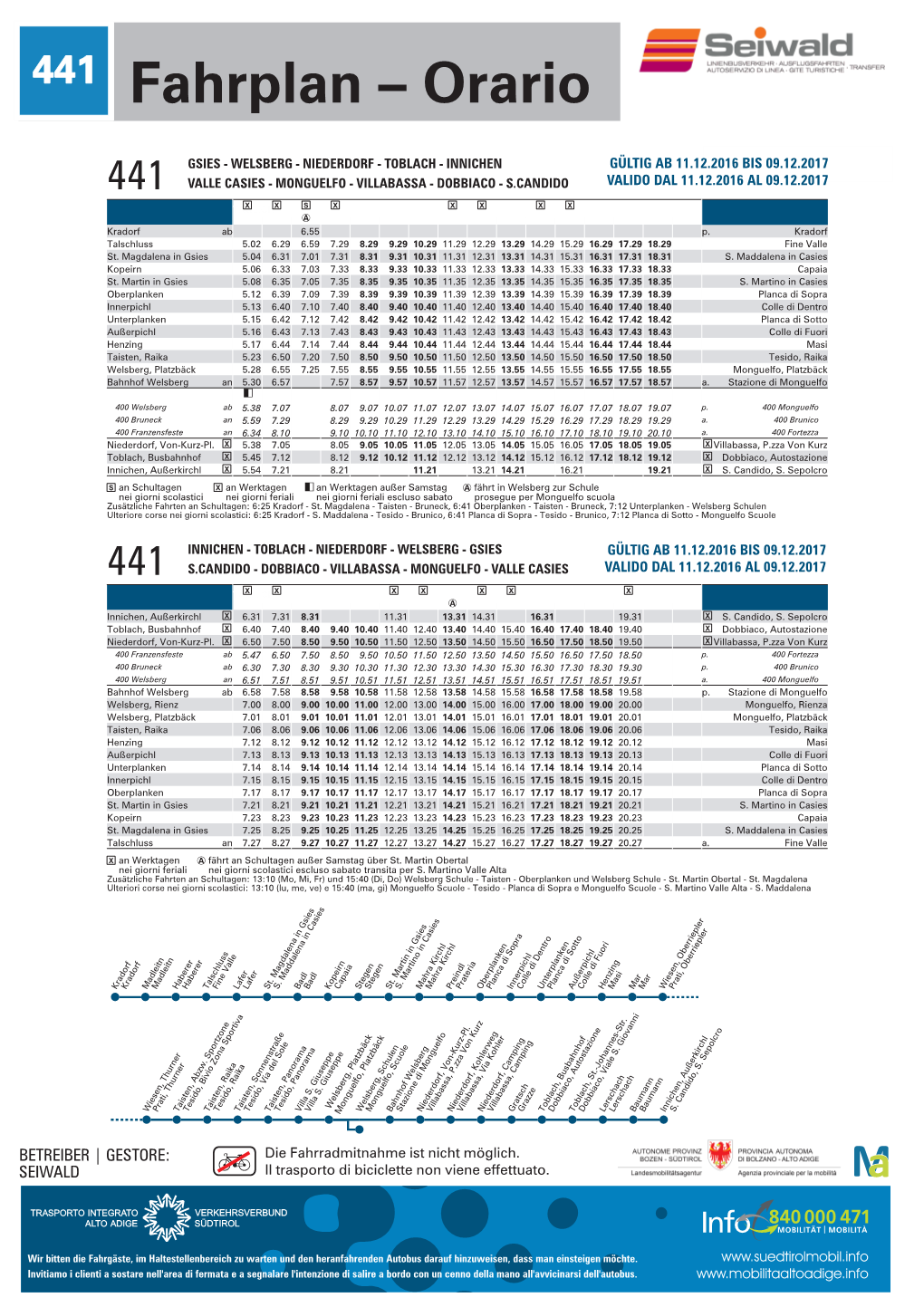 441 Fahrplan – Orario