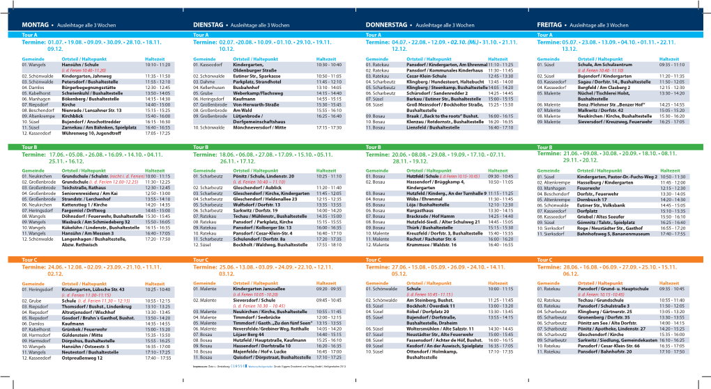 Fahrplan 2013