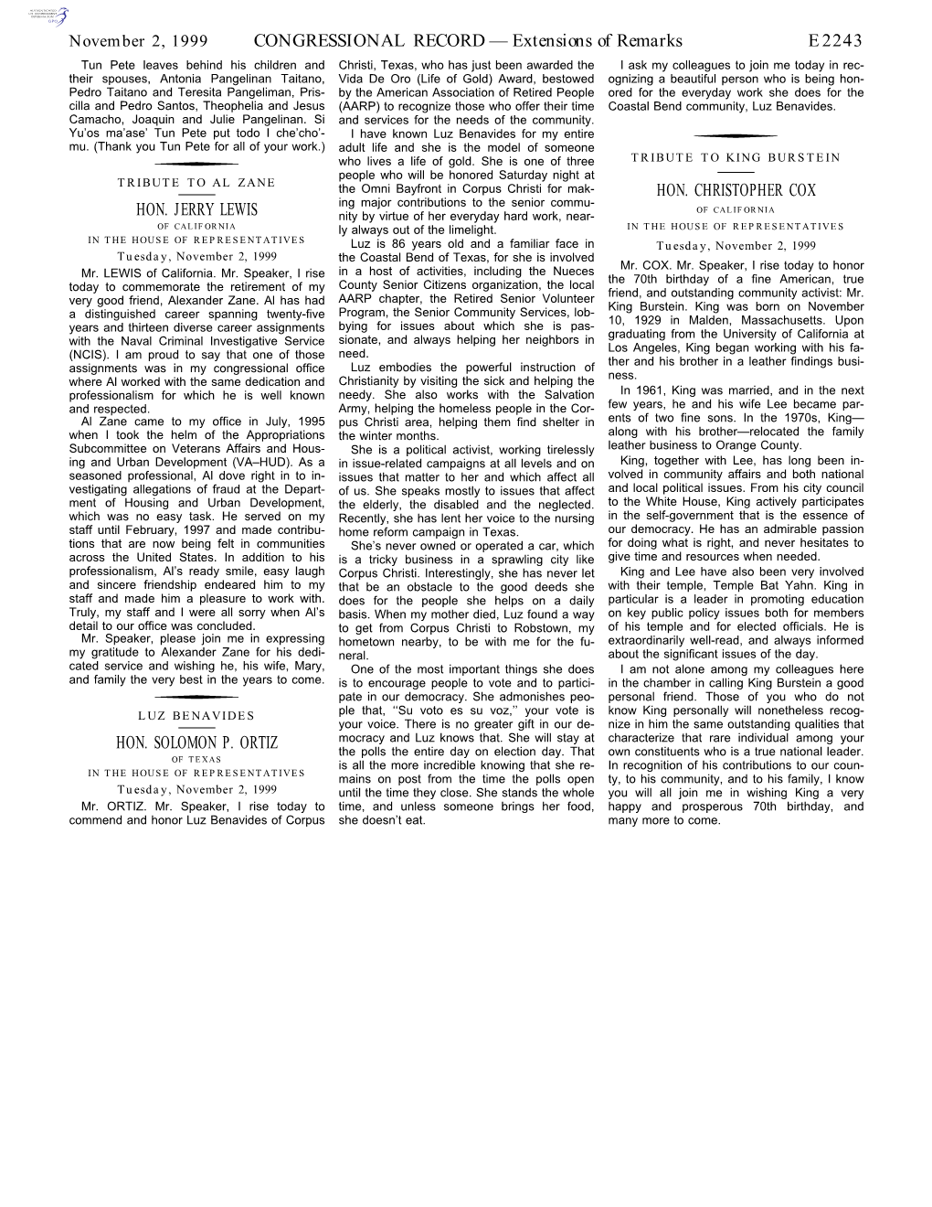 CONGRESSIONAL RECORD— Extensions of Remarks E2243 HON