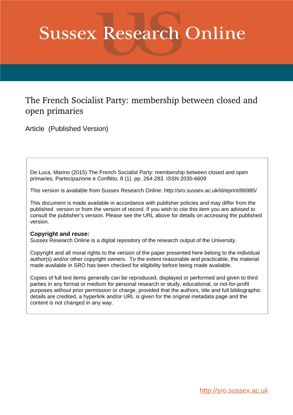 The French Socialist Party: Membership Between Closed and Open Primaries