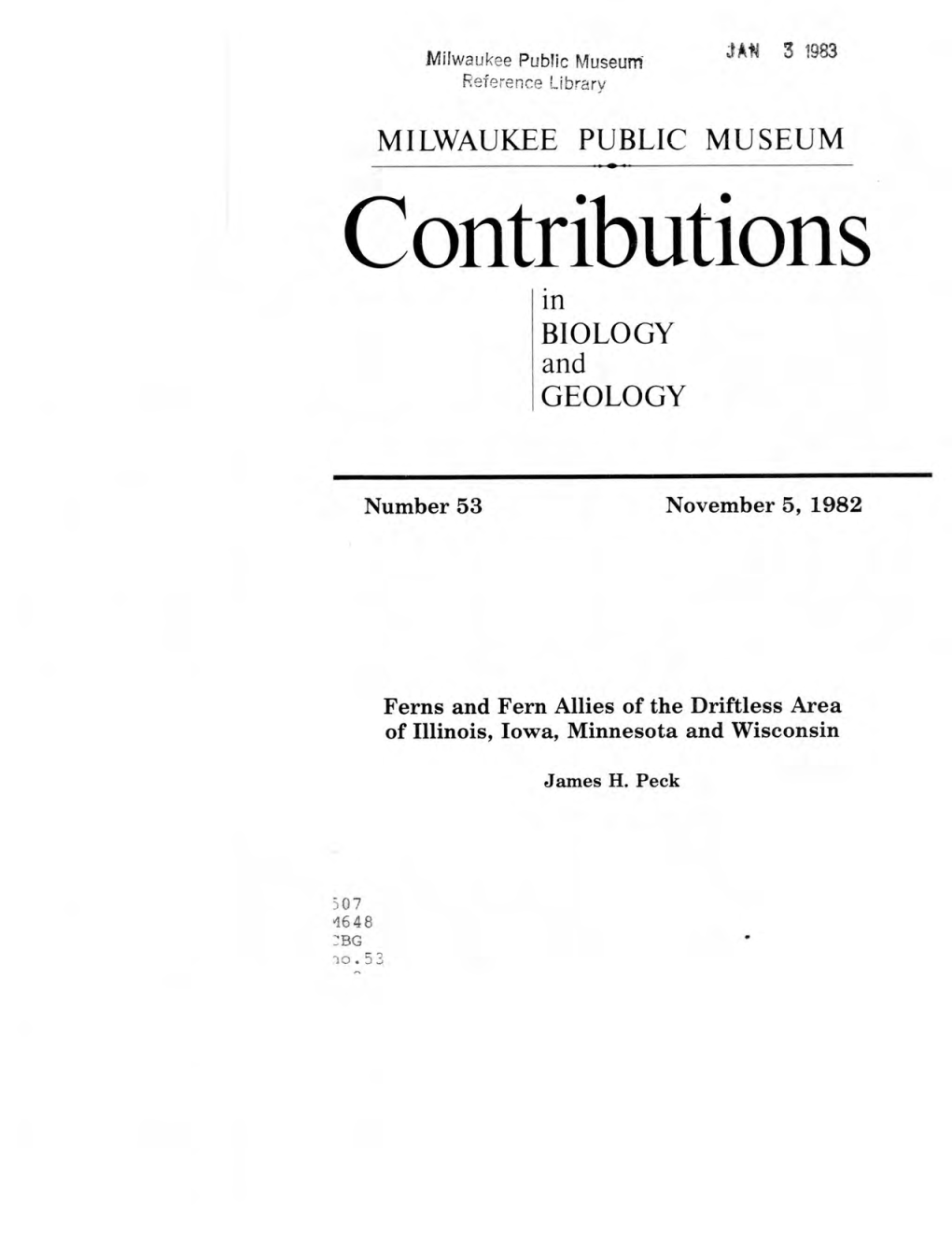 Contributions in BIOLOGY and GEOLOGY