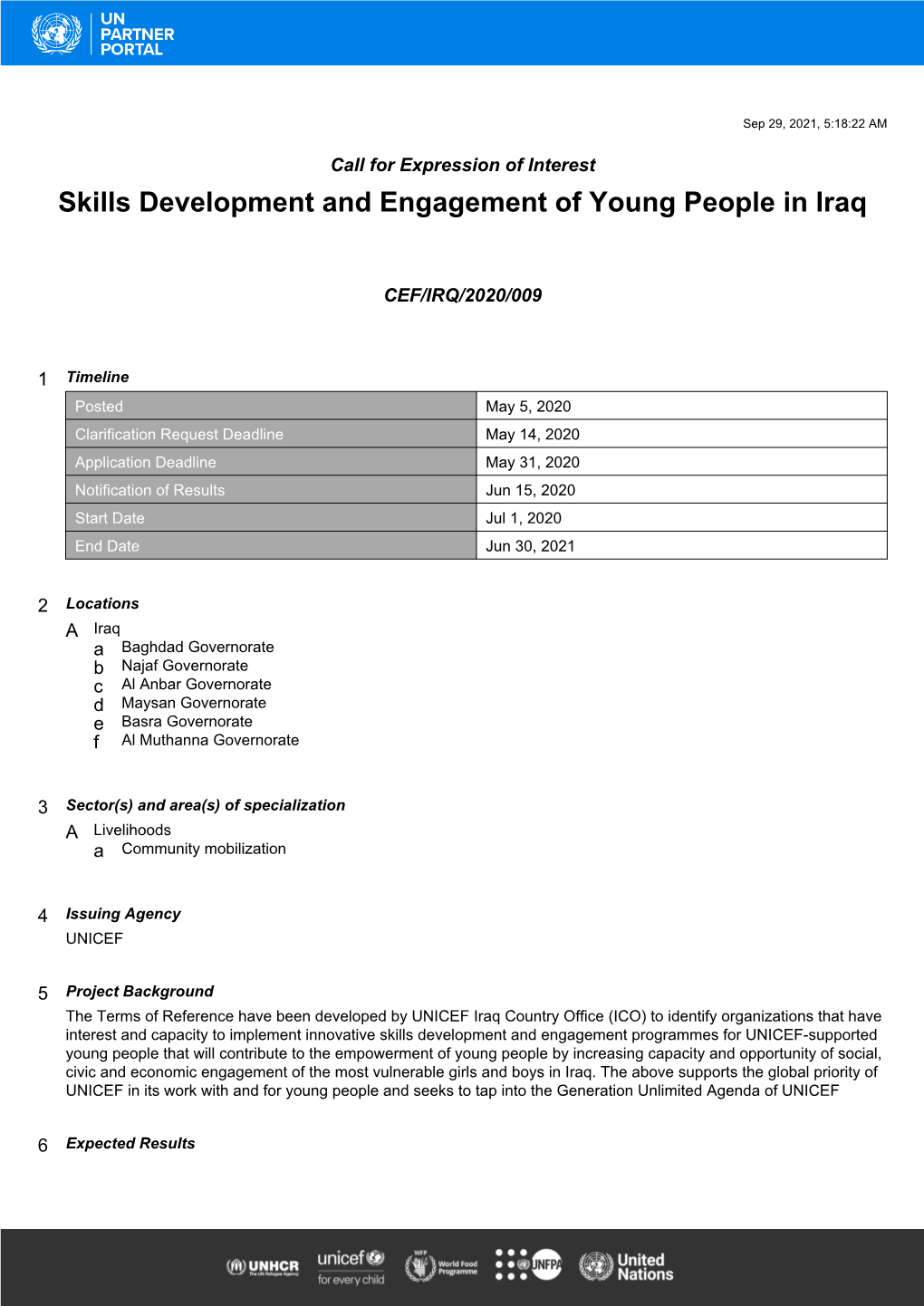 Skills Development and Engagement of Young People in Iraq