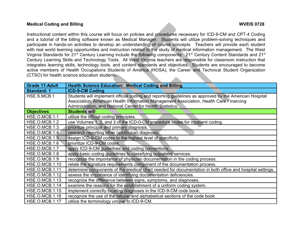 Health Science Technology Education Content Standards and Objectives s1