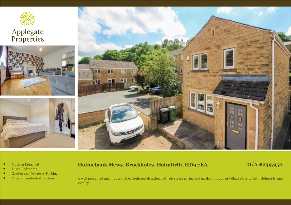 Holmebank Mews, Brockholes, Holmfirth, HD9 7EA O/A £239,950