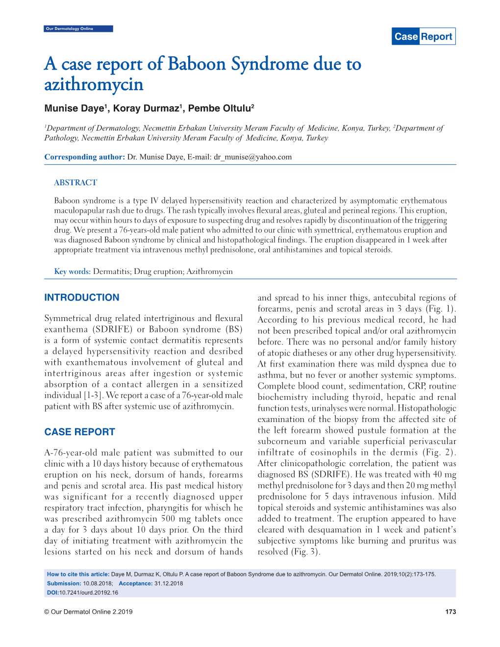 A Case Report of Baboon Syndrome Due to Azithromycin