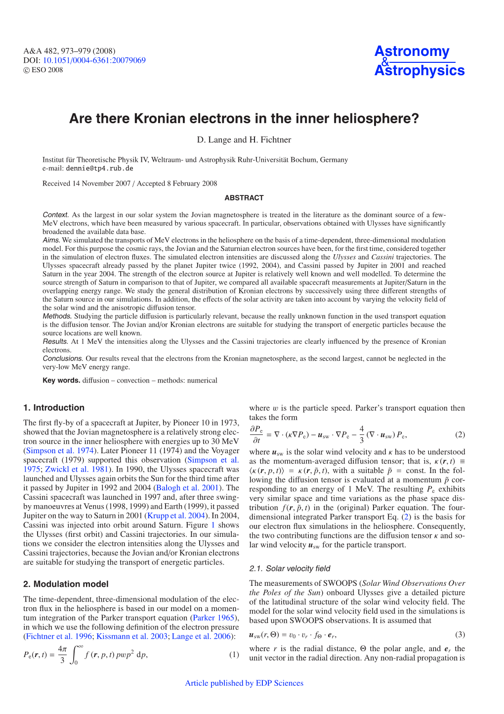 Are There Kronian Electrons in the Inner Heliosphere?