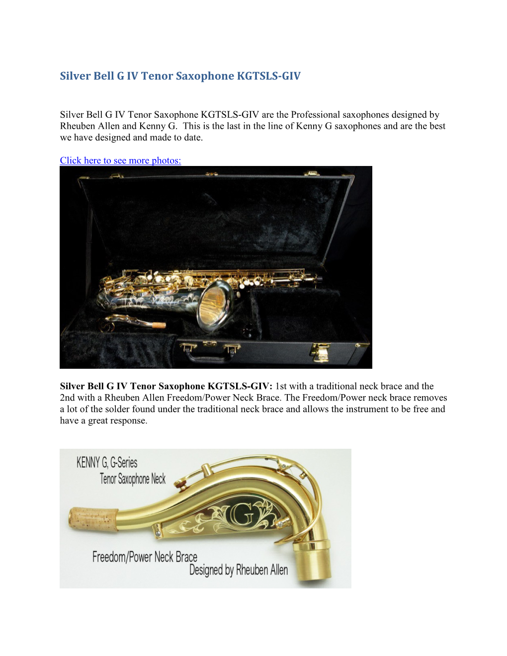 Silver Bell G IV Tenor Saxophone KGTSLS-GIV