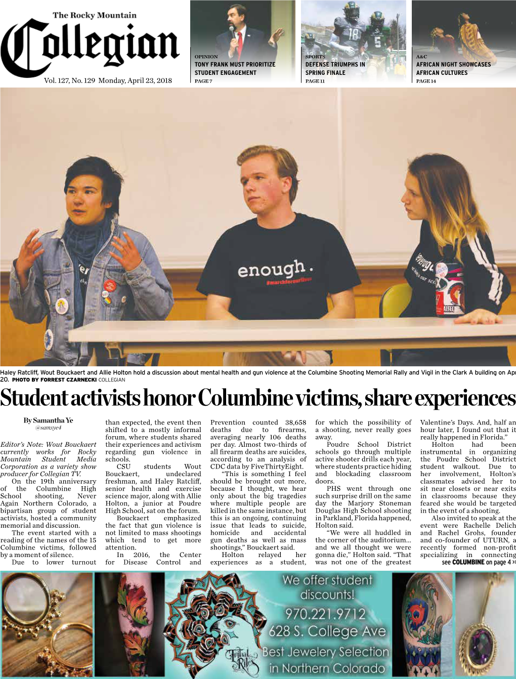 Student Activists Honor Columbine Victims, Share Experiences