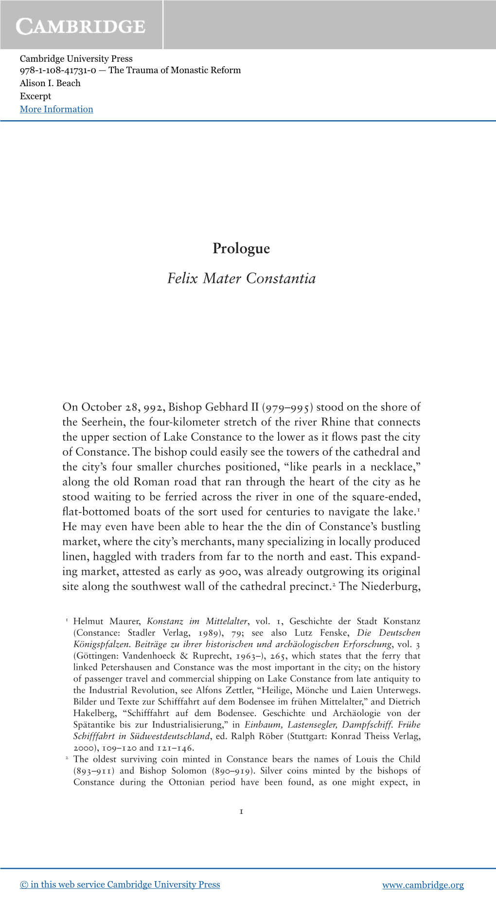 Prologue Felix Mater Constantia
