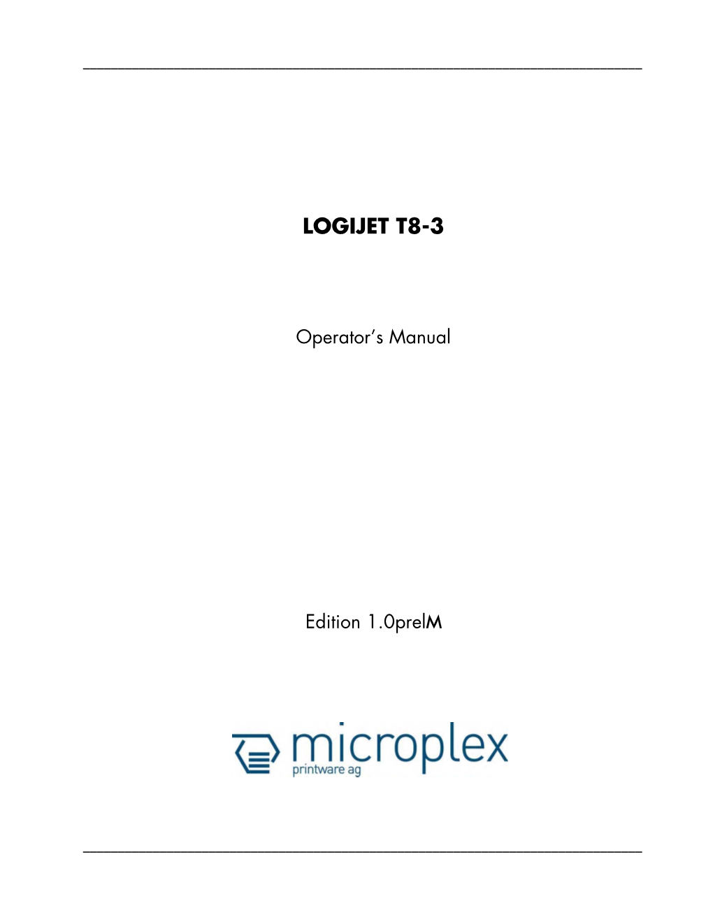 Operator's Manual Logijet T8-3