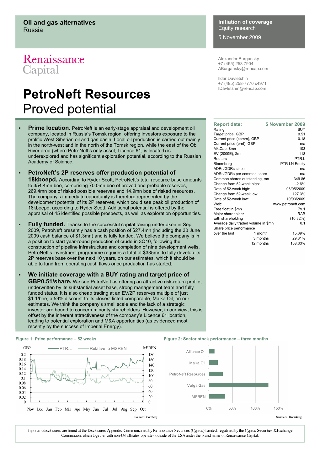 Renaissance Capital Research, Petroneft Resources, Proved