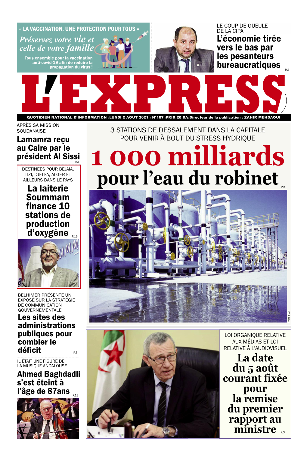 L'express Quotidien Du 02/08/2021