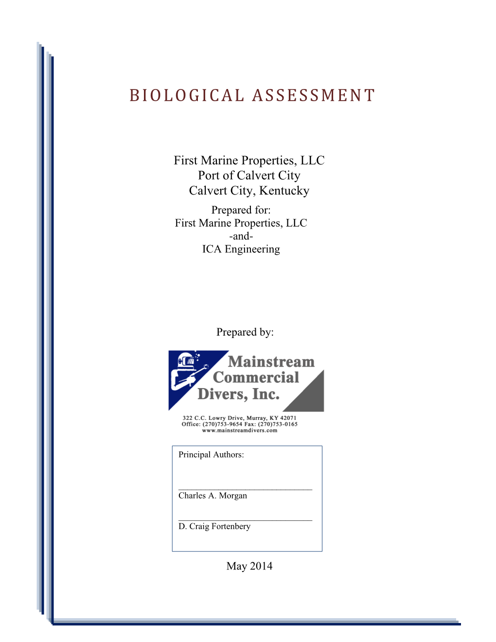 Biological Assessment First Marine Properties, LLC, Paducah, KY