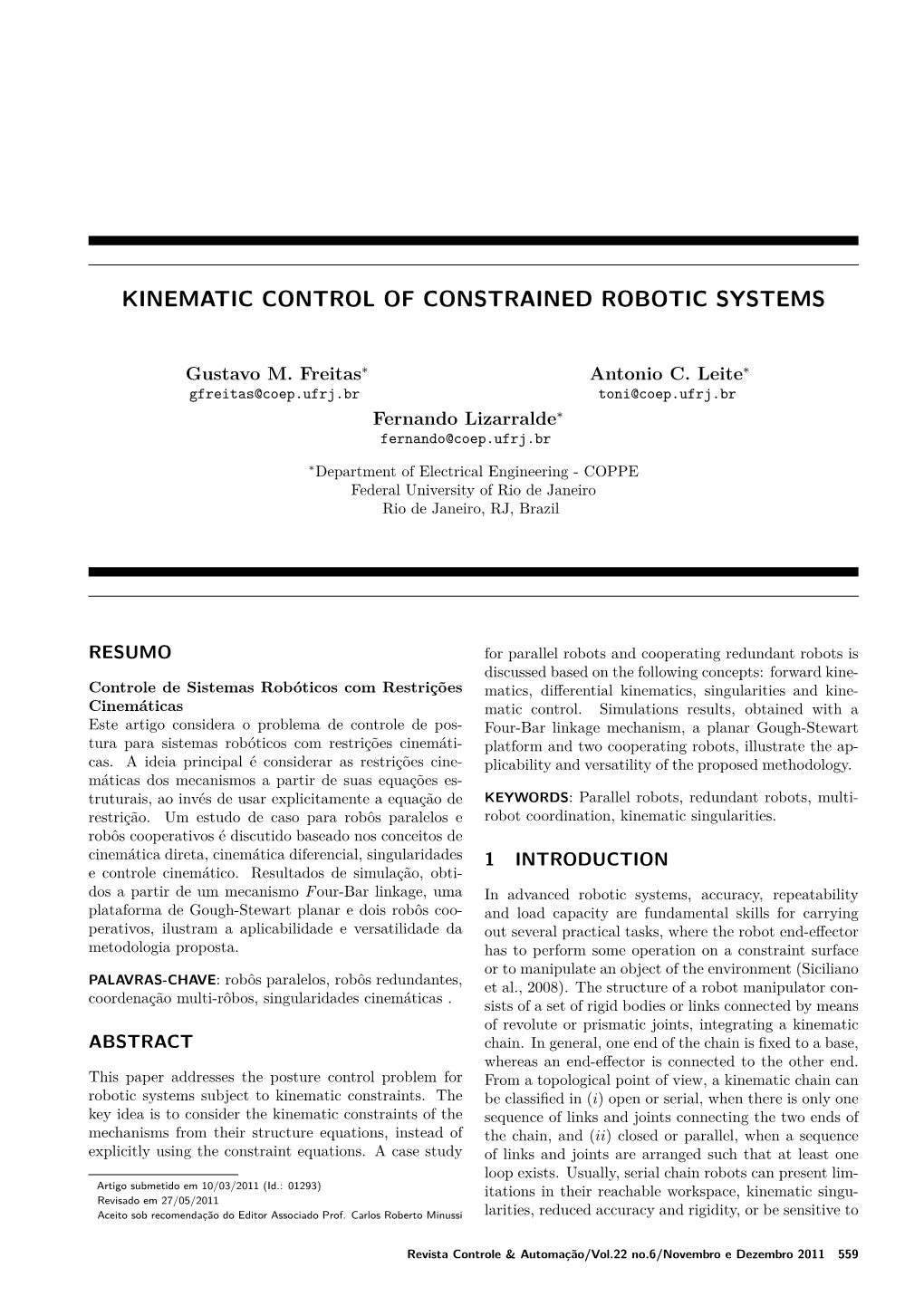 Kinematic Control of Constrained Robotic Systems