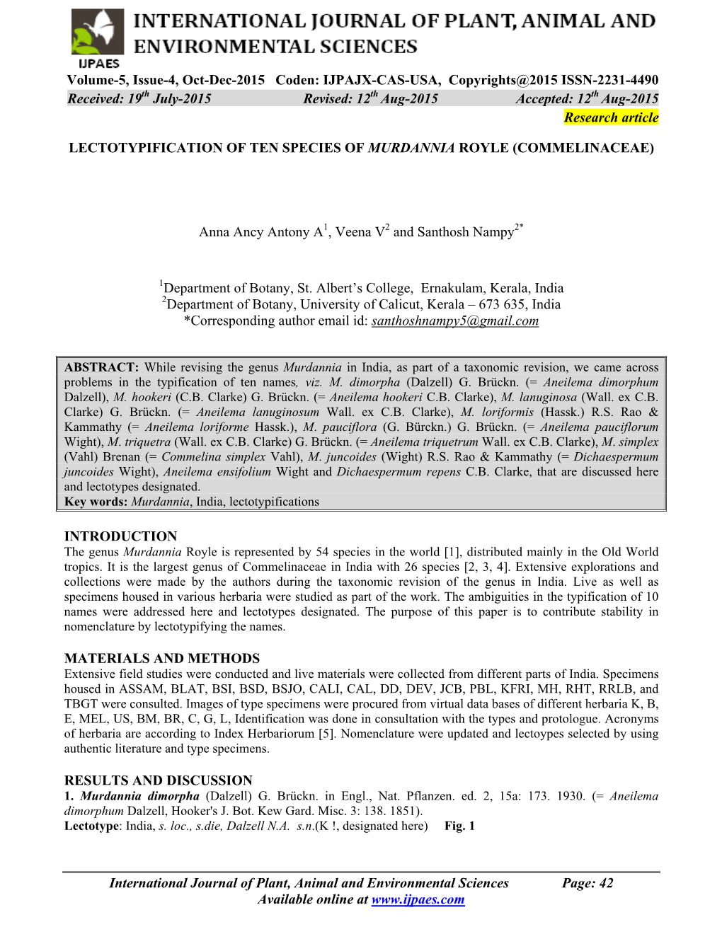 IJPAJX-CAS-USA, Copyrights@2015 ISSN-2231-4490 Received: 19Th July-2015 Revised: 12Th Aug-2015 Accepted: 12Th Aug-2015 Research Article