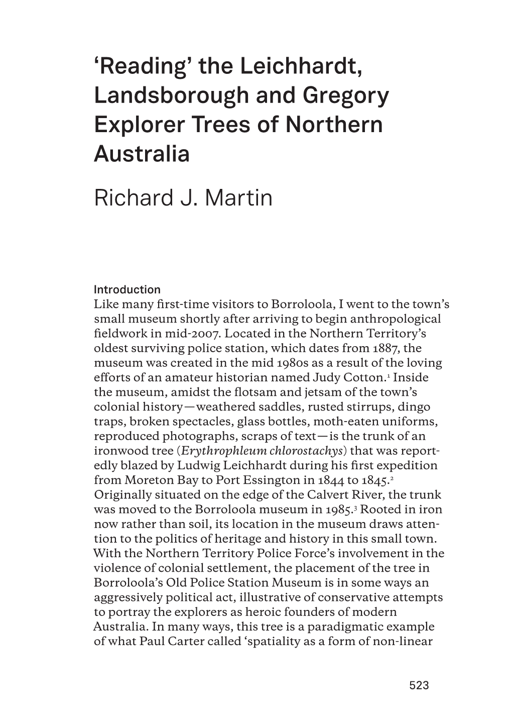 The Leichhardt, Landsborough and Gregory Explorer Trees of Northern Australia Richard J