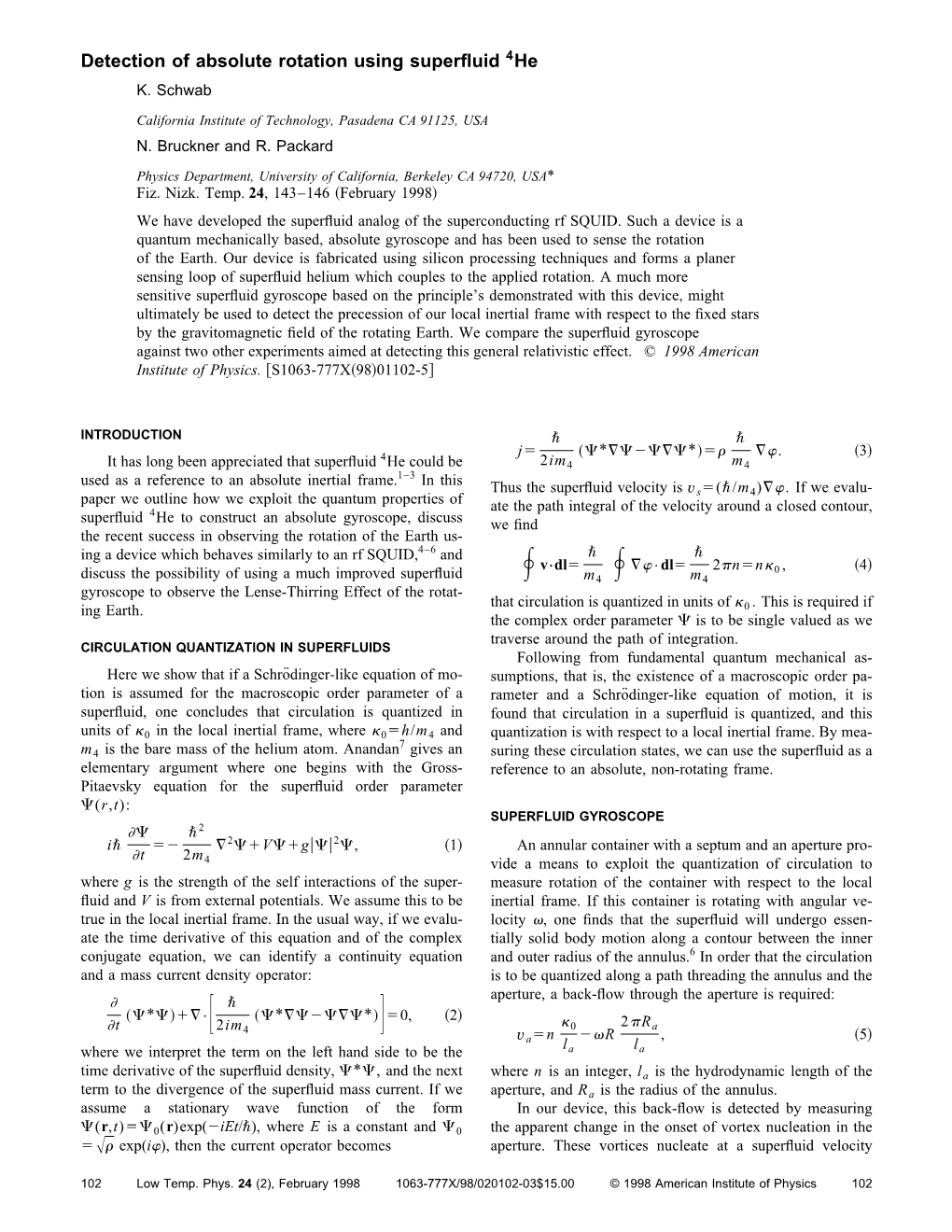 Detection of Absolute Rotation Using Superfluid