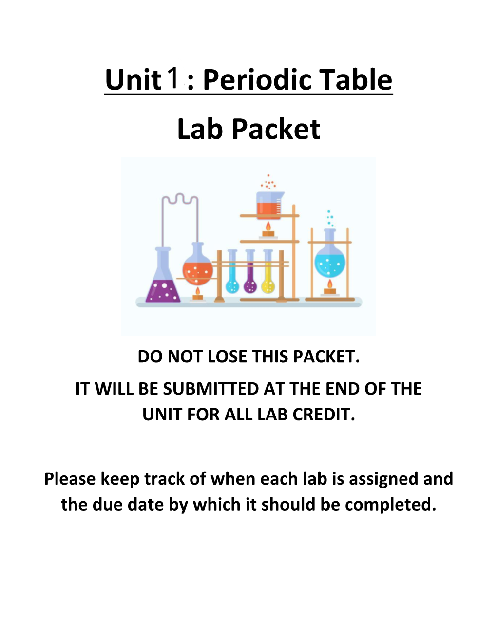 Unit 3: Periodic Table Lab Packet